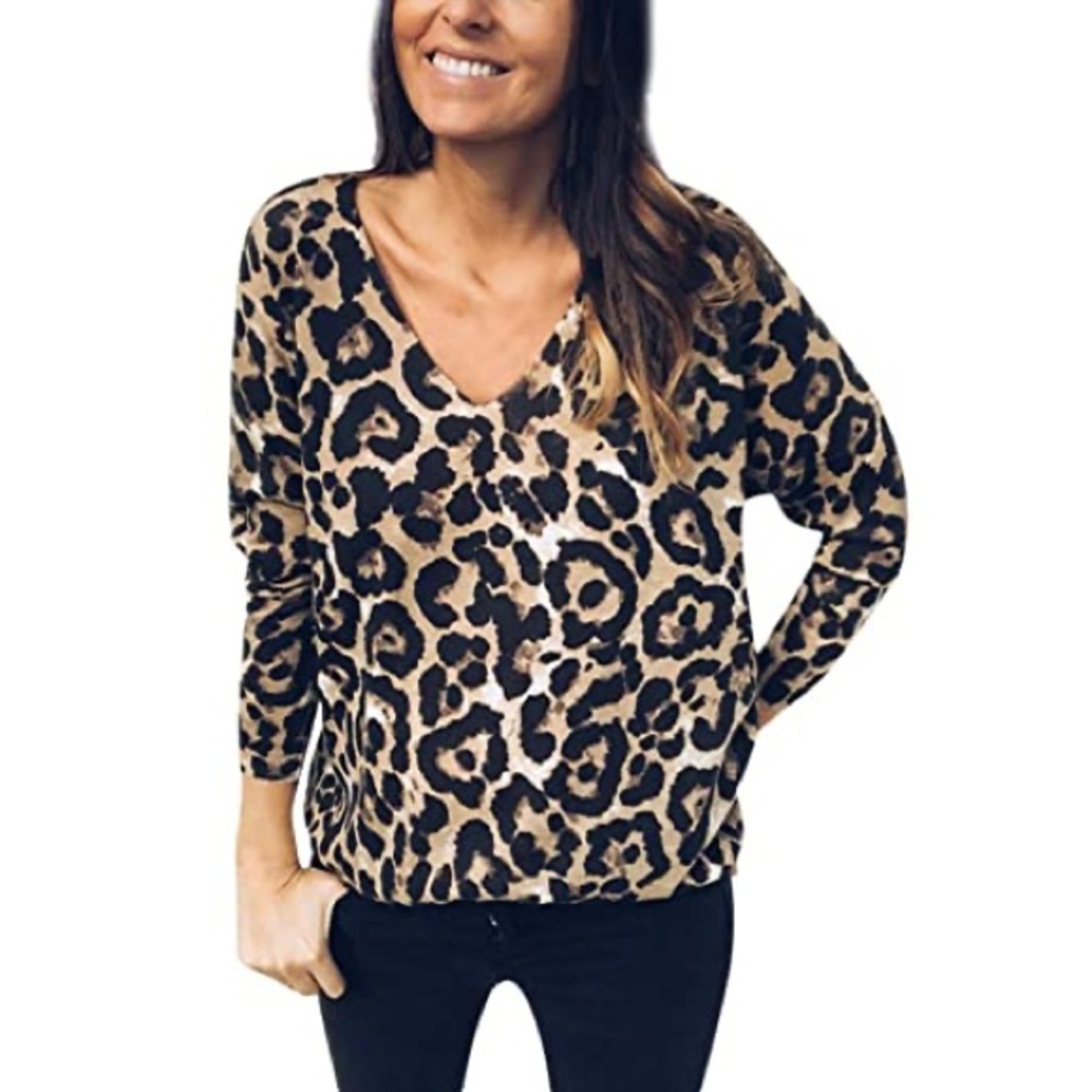 V-neck Leopard Light Sweater